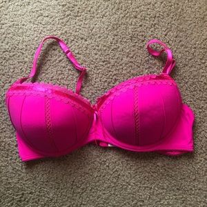 Bright pink bra
